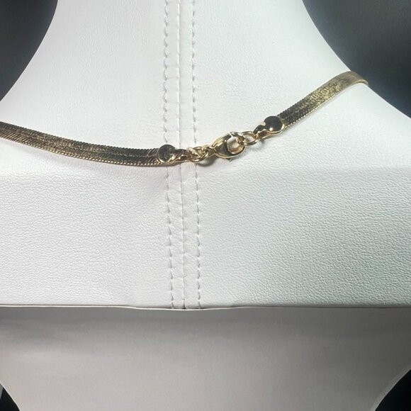 Monet Gold-Tone 18" Herringbone Necklace & Oval Polished Clip-On Earrings Set - Picture 7 of 10